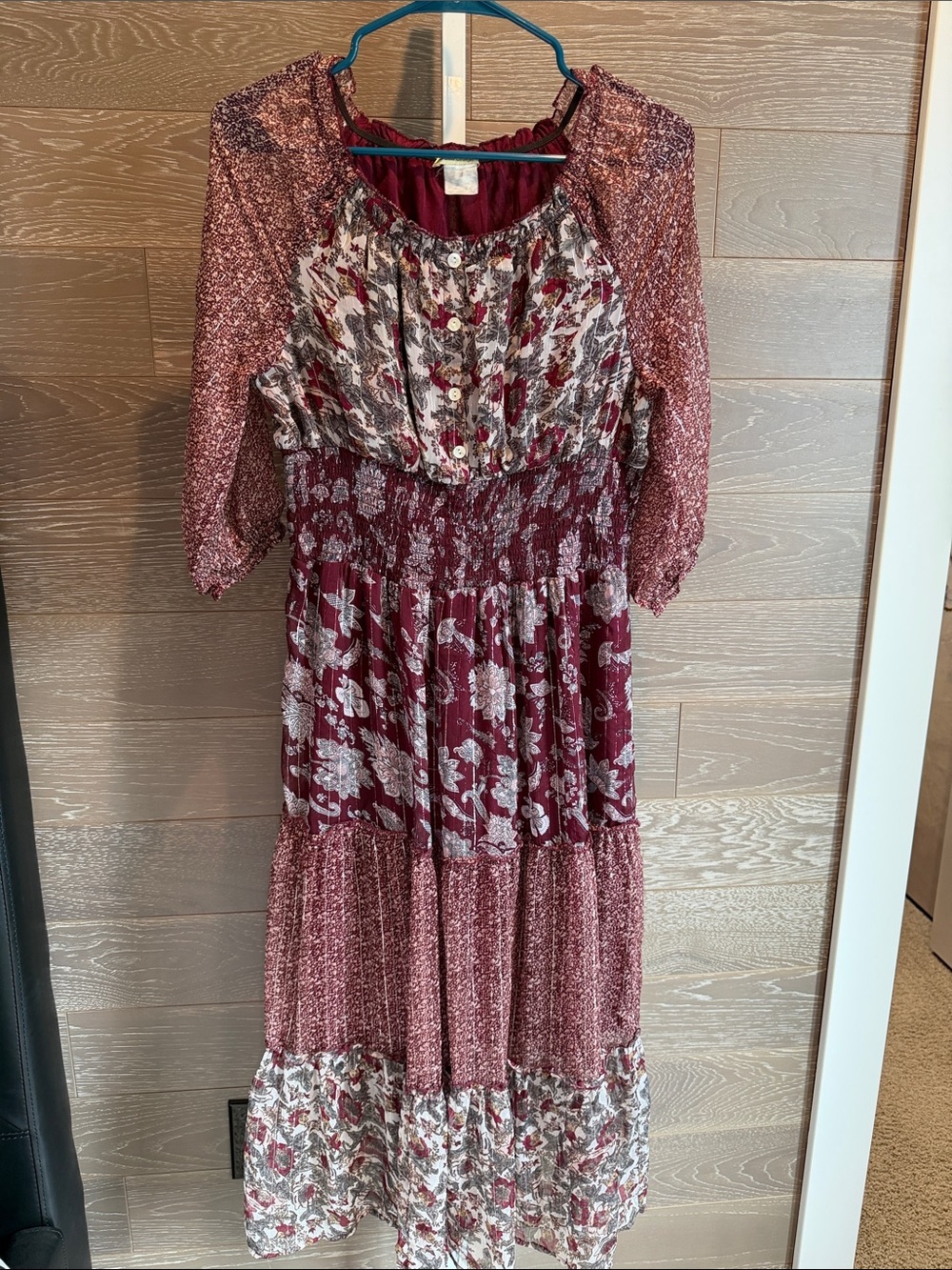 Boho Sheer Floral Tiered Maxi Dress